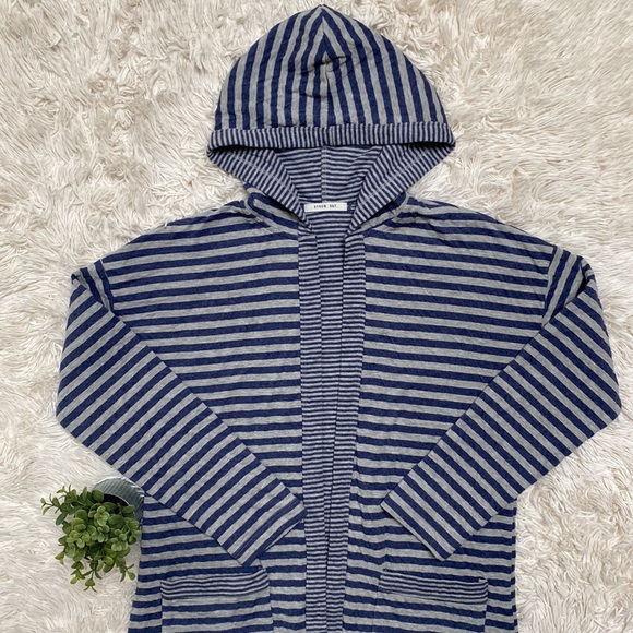 🎉HP🎉 Byron Bay Hooded Open Cardigan 💗 Blue & Gray - Picture 5 of 15